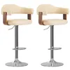 Image de Tabourets de bar lot de 2 crème bois courbé et similicuir