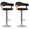 Image de Tabourets de bar lot de 2 noir bois courbé et similicuir