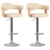 Image de Tabourets de bar lot de 2 crème bois courbé et similicuir