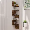 Image de vidaXL Hoekwandschap 19x19x123 cm bewerkt hout gerookt eikenkleurig326839