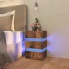 Image de Table de chevet à LED chêne fumé 45x35x67 cm bois d ingénierie
