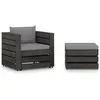 Image de Salon de jardin modulable Vidaxl bois gris 2 pieces 70 x 77 x 66 cm 2 personnes