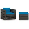 Image de Salon de jardin modulable Vidaxl bois bleu 2 pieces x 77 x 66 2 personnes