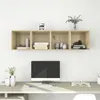 Image de vidaXL Armoires Murales 4 pcs, Meuble de Rangement Suspendu, Armoire Flottante Salon Salle de Séjour Maison Intérieur, Chêne Sonoma Bois d’Ingénierie