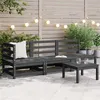 Image de Salon de jardin modulable Vidaxl 3 personnes gris 3 pieces x 70 x 67 bois massif
