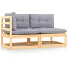 Image de Salon de jardin modulable Vidaxl bois massif gris 2 pieces x 70 x 67 2 personnes