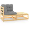 Image de Salon de jardin modulable Vidaxl bois massif gris 2 pieces x 70 x 67 1 personnes