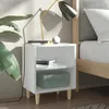 Image de Table de chevet avec pieds en bois massif Blanc 40x30x50 cm