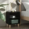 Image de vidaXL Nachtkastjes 2 st met massief houten poten 40x30x50 cm zwart805782