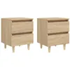 Image de Tables de chevet pieds en pin 2 pcs chêne sonoma 40x35x50 cm