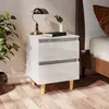 Image de Tables de chevet pieds en pin 2 pcs blanc brillant 40x35x50 cm