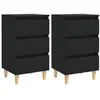Image de Tables de chevet avec pieds en bois 2 pcs noir 40x35x69 cm