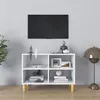 Image de Meuble TV avec pieds en bois massif Blanc 69,5x30x50 cm