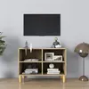 Image de Meuble TV avec pieds en bois massif Chêne sonoma 69,5x30x50 cm