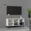 Image de Meuble TV avec pieds en métal Blanc 103,5x30x50 cm