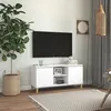 Image de Meuble TV avec pieds en bois massif Blanc 103,5x35x50 cm