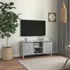 Image de Meuble TV avec pieds en bois massif Gris béton 103,5x35x50 cm