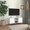 Image de vidaXL Tv-meubel met houten poten 103,5x35x50 cm hoogglans wit805965