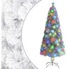 Image de vidaXL Arbre de Noël Artificiel Pré-éclairé, Sapin de Noël avec LED, Décoration de Vacances, Ornement de Fête Intérieur Extérieur, Blanc 210 cm Fibre Optique