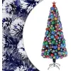 Image de vidaXL Arbre de Noël Artificiel Pré-éclairé, Sapin de Noël avec LED, Décoration de Vacances, Ornement de Fête Intérieur Extérieur, Blanc/Bleu Fibre Optique