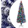 Image de vidaXL Arbre de Noël Artificiel Pré-éclairé, Sapin de Noël avec LED, Décoration de Vacances, Ornement de Fête Intérieur Extérieur, Blanc/Bleu Fibre Optique