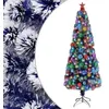 Image de vidaXL Arbre de Noël Artificiel Pré-éclairé, Sapin de Noël avec LED, Décoration de Vacances, Ornement de Fête Intérieur Extérieur, Blanc/Bleu Fibre Optique