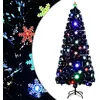 Image de vidaXL Sapin de Noël et Flocons de Neige LED Arbre Artificiel Ornement de Fête Décoration de Vacances Intérieur Noir 180 cm Fibre Optique