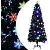 Image de vidaXL Sapin de Noël et Flocons de Neige LED Arbre Artificiel Ornement de Fête Décoration de Vacances Intérieur Noir 210 cm Fibre Optique