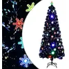 Image de vidaXL Sapin de Noël et Flocons de Neige LED Arbre Artificiel Ornement de Fête Décoration de Vacances Intérieur Noir 240 cm Fibre Optique