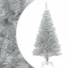 Image de vidaXL Sapin de Noël Artificiel avec Support Arbre de Noël Décoration de Noël Jardin Patio Arrière-cour Extérieur Salon Argenté 120 cm PET