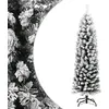 Image de vidaXL Sapin de Noël Artificiel Mince avec Flocon de Neige Arbre de Noël Décoration de Noël Jardin Patio Arrière-cour Extérieur Salon Vert 120 cm PVC 329257
