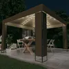 Image de vidaXL Prieel met dubbel dak en LED-lichtslinger 3x3x2,7 m taupe3070303