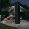 Image de vidaXL Prieel met dubbel dak en LED-lichtslinger 3x3 m antracietkleur3070304