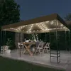 Image de vidaXL Prieel met LED-lichtslinger 3x4 m taupe3070310