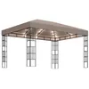 Image de vidaXL Prieel met LED-lichtslinger 4x3 m taupe3070325