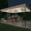 Image de vidaXL Prieel met LED-lichtslinger 3x4 m stof cràmekleurig3070328