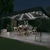 Image de vidaXL Prieel met LED-lichtslinger 3x4 m stof antracietkleurig3070329