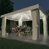 Image de Tonnelle et rideau et guirlande lumineuse LED 4x3 m Blanc crème