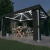 Image de Tonnelle avec rideau et guirlande lumineuse LED 4x3m Anthracite