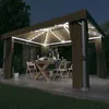 Image de vidaXL Prieel met gordijn en LED-lichtslinger 4x3 m taupe3070357