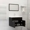 Image de Ensemble de meubles de salle de bain Noir Aggloméré