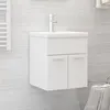 Image de Armoire d évier avec lavabo intégré Blanc Bois d ingénierie