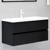 Image de Armoire d évier avec lavabo intégré Noir Bois d ingénierie