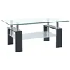 Image de vidaXL Table Basse Table d'Appoint Table de Canapé Bout de Canapé Salle de Séjour Salon Intérieur Gris et Transparent 95x55x40 cm Verre Trempé