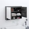 Image de Armoire à miroir de salle de bain 80x15x60 cm MDF Gris brillant