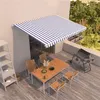 Image de vidaXL Luifel handmatig uittrekbaar 400x350 cm blauw en wit3068976