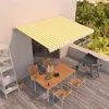 Image de vidaXL Luifel handmatig uittrekbaar 400x350 cm geel en wit3068978