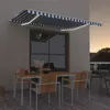 Image de vidaXL Luifel handmatig uittrekbaar met LED 450x350 cm blauw en wit3069001