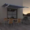 Image de vidaXL Luifel automatisch met LED en windsensor 500x350 cm blauw wit3069031