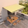 Image de vidaXL Luifel handmatig uittrekbaar 500x300 cm geel en wit3069138